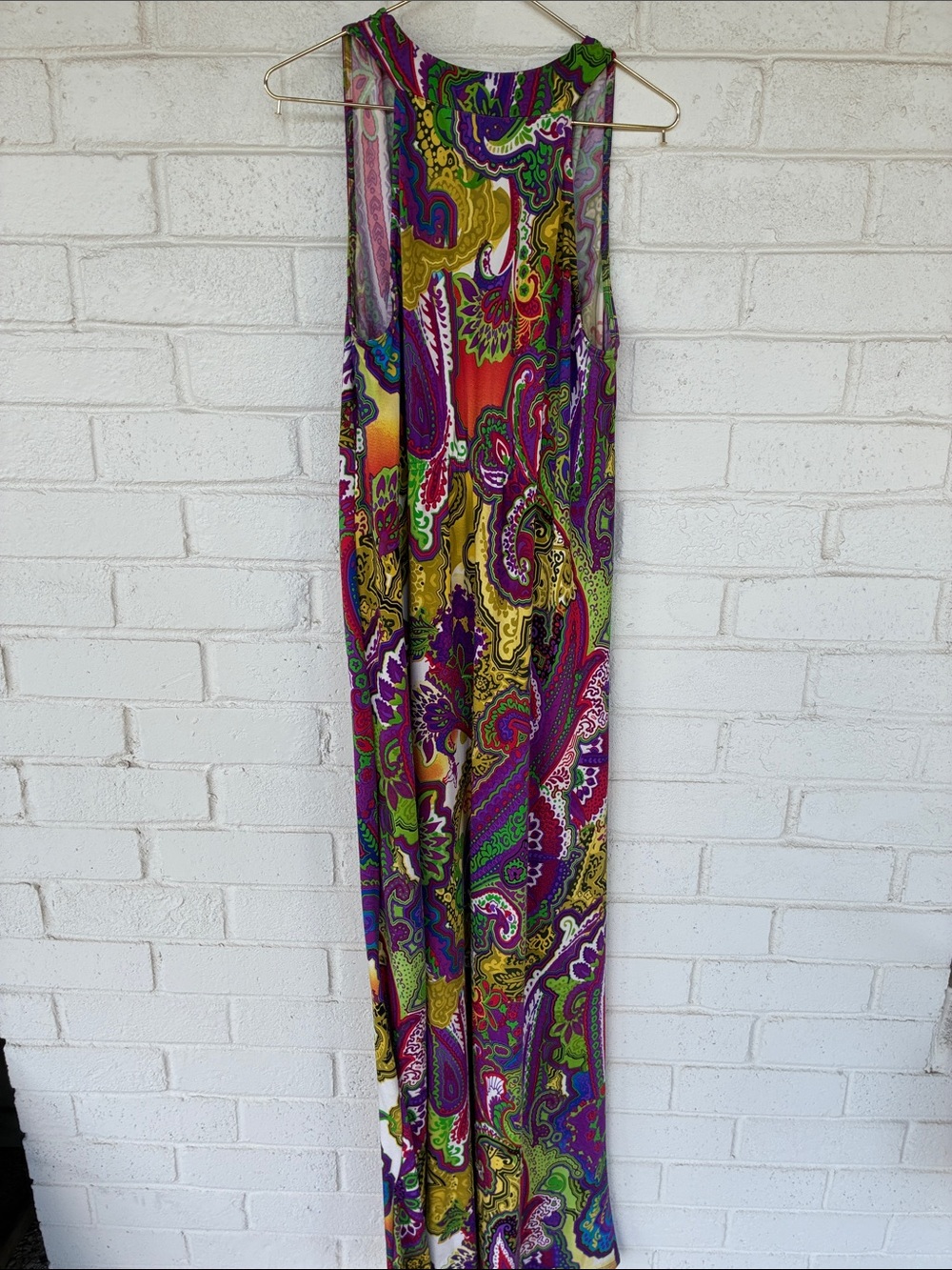Designer ICE Purple Paisley Multicolor Floral Maxi Dress 12 - Picture 7 of 10